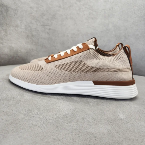 Wolf & Shepherd Men's Sneakers 11 Cream Tan SupremeKnit Trainers Sock New $175 - Picture 3 of 16